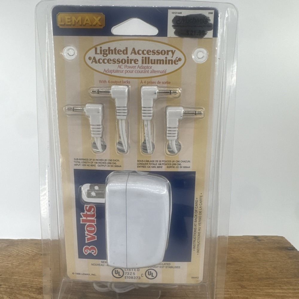 Lemax Village Accessory‎ Power AC Supply Cord Adapter Plug w/4 Output Jacks 3V